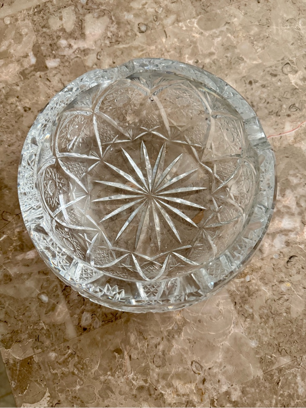 Elegant Cut Glass Serving Bowl - Clear Crystal Pattern